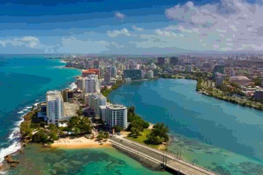 Puerto Rico coastal city aerial